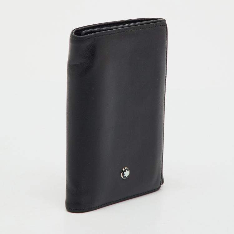 Pre Owned Montblanc Black Leather Meisterstuck Business Card Holder 9CC Trifold Wallet 