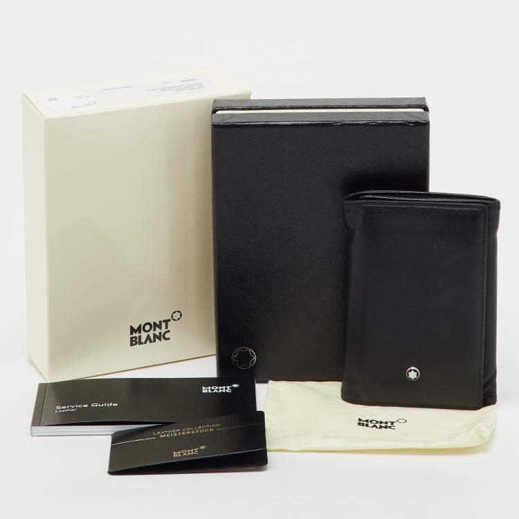 Pre Owned Montblanc Black Leather Meisterstuck Business Card Holder 9CC Trifold Wallet 