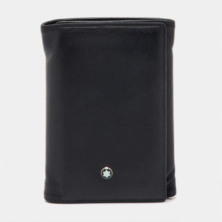 Pre Owned Montblanc Black Leather Meisterstuck Business Card Holder 9CC Trifold Wallet 