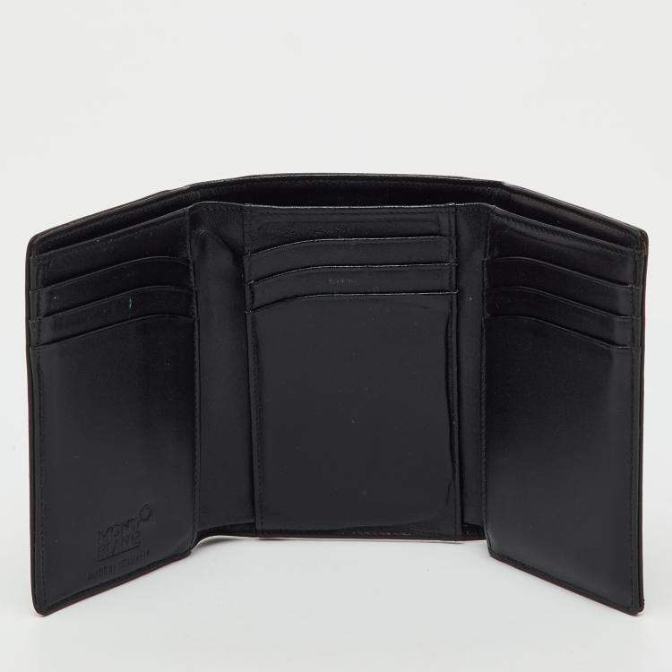 Pre Owned Montblanc Black Leather Meisterstuck Business Card Holder 9CC Trifold Wallet 