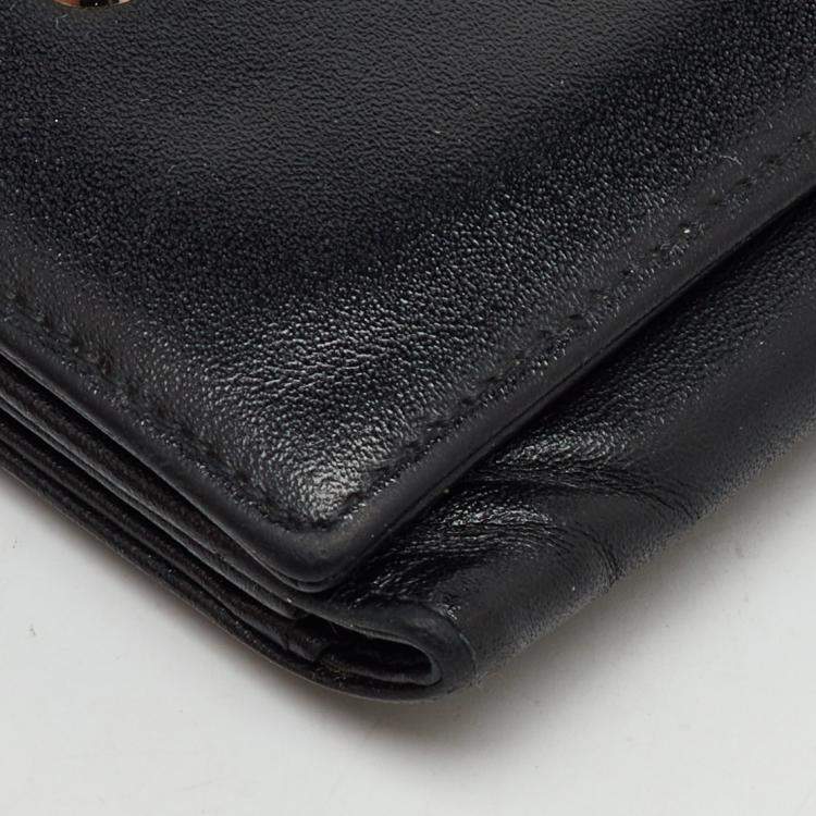 Pre Owned Montblanc Black Leather Meisterstuck Business Card Holder 9CC Trifold Wallet 