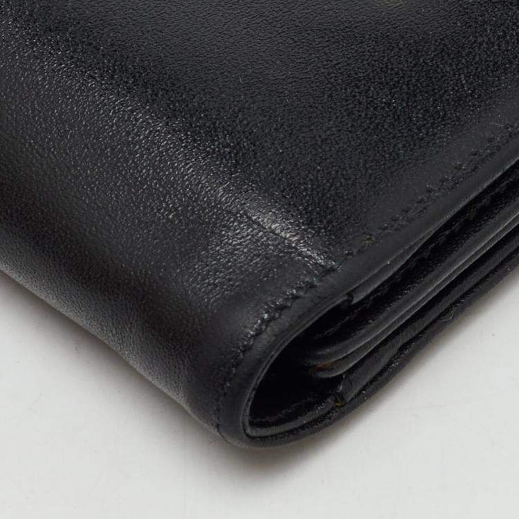 Pre Owned Montblanc Black Leather Meisterstuck Business Card Holder 9CC Trifold Wallet 