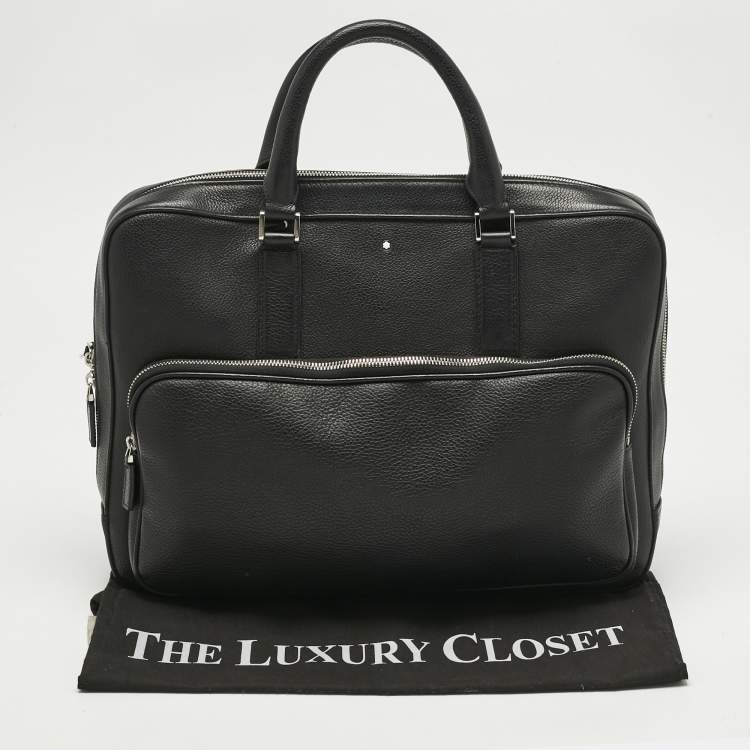 Pre Owned Montblanc Black Leather Sactorial Briefcase Bag