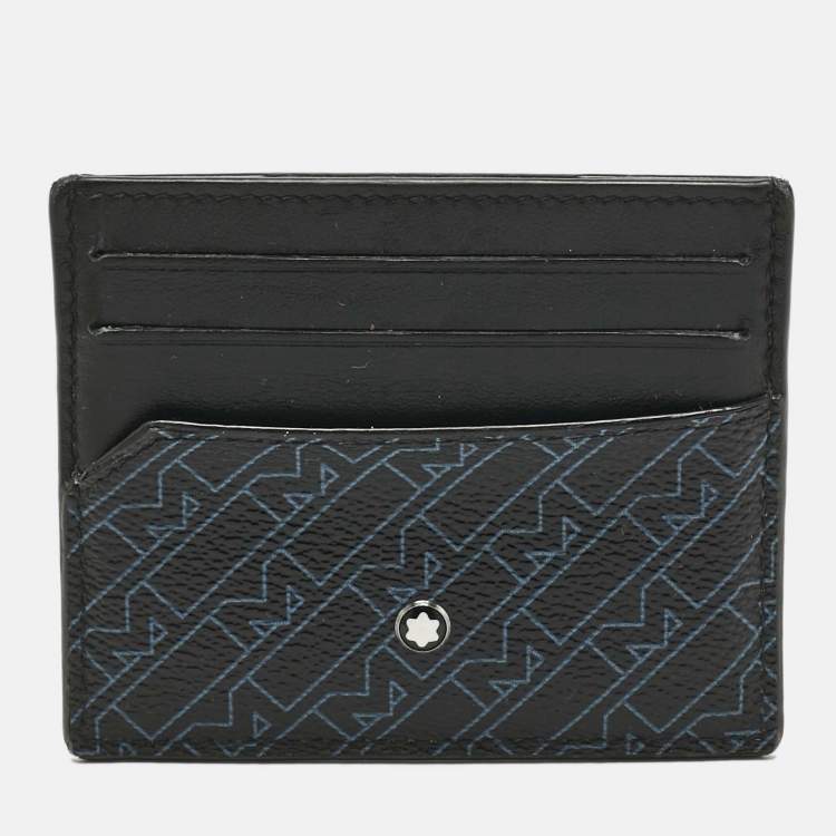 Pre Owned Montblanc Black/Blue Coated Canvas and Leather M Gram Card Holder
