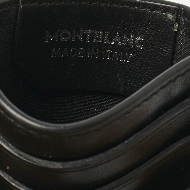 Pre Owned Montblanc Black/Blue Coated Canvas and Leather M Gram Card Holder