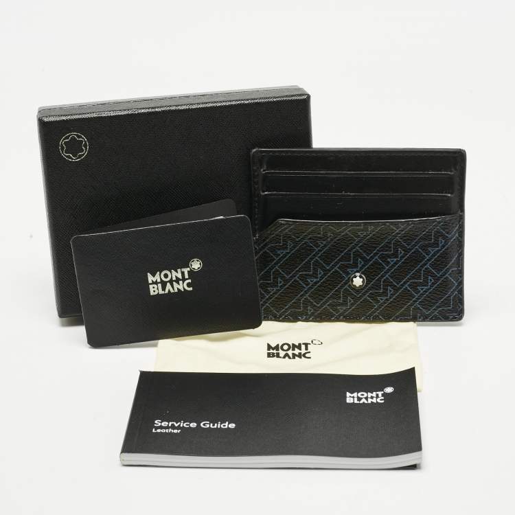 Pre Owned Montblanc Black/Blue Coated Canvas and Leather M Gram Card Holder