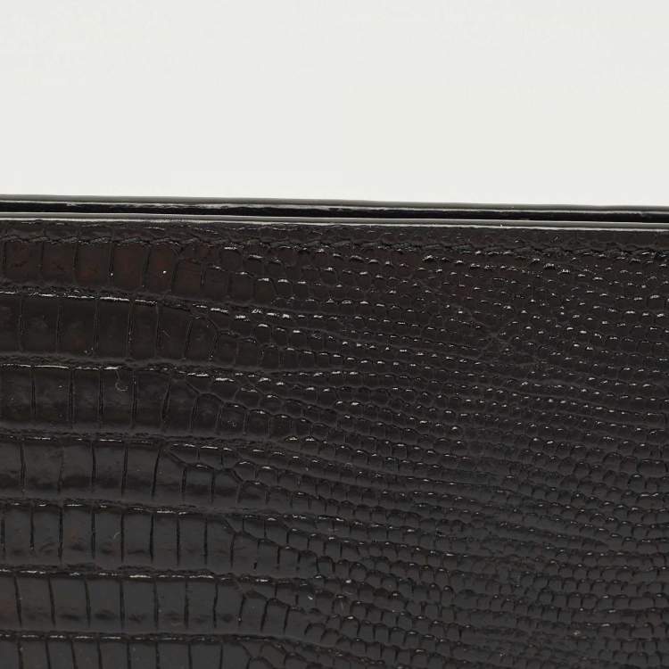 Pre Owned Montblanc Black Lizard Embossed Leather Meisterstuck Money Clip