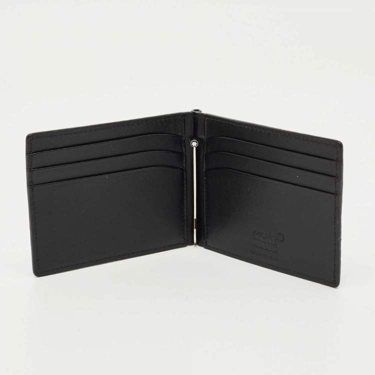 Pre Owned Montblanc Black Lizard Embossed Leather Meisterstuck Money Clip
