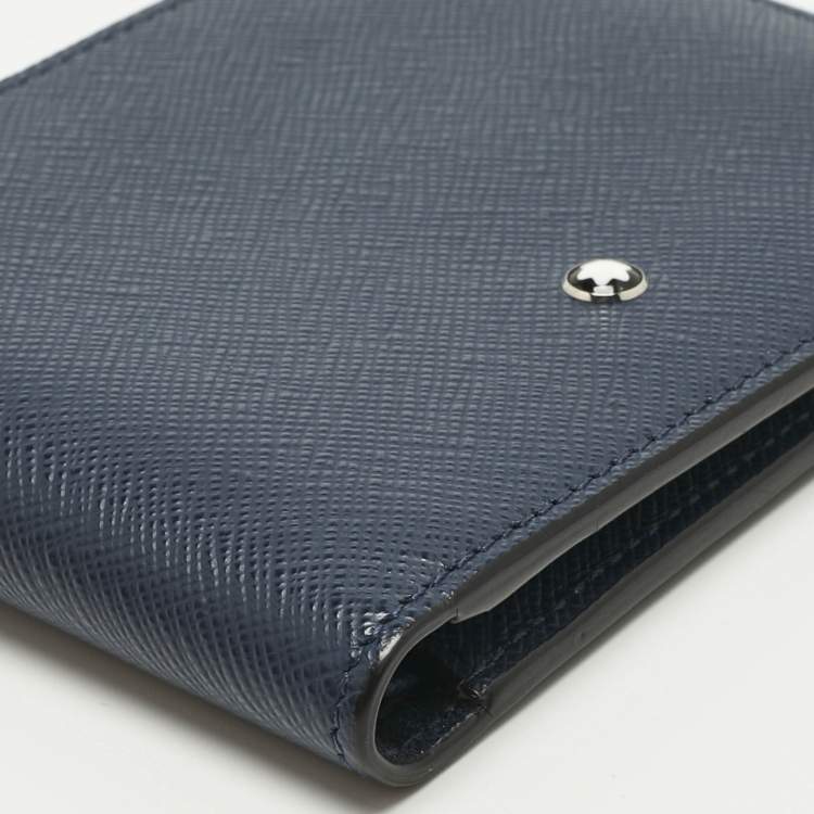 Pre Owned Montblanc Navy Blue Leather Sartorial 6CC Bifold Wallet 