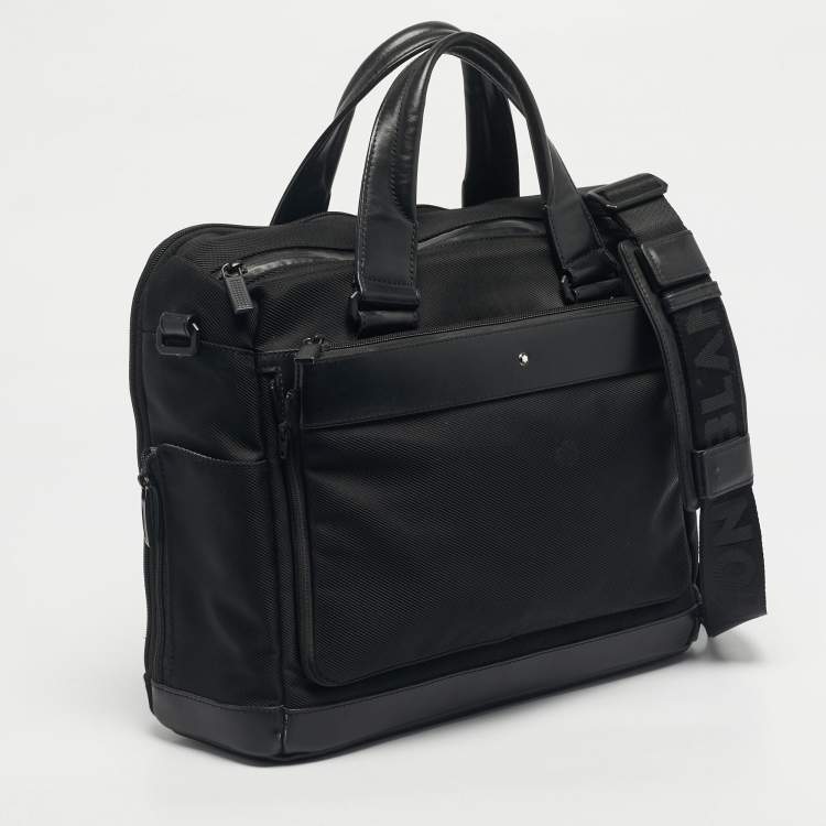 Pre Owned Montblanc Black Nylon and Leather Nightflight Document Briefcase