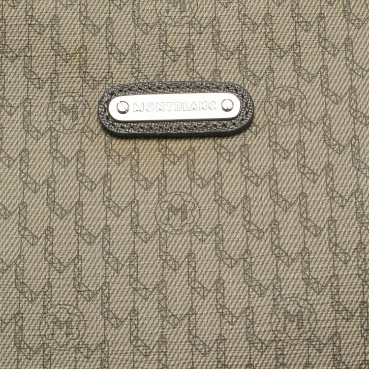 Pre Owned Montblanc Beige Signature Coated Canvas Messenger Bag