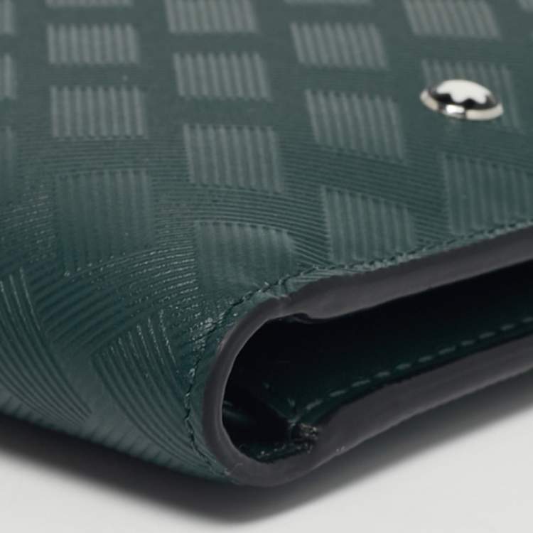 Pre Owned Montblanc Green Textured Leather Extreme 3.0 Bifold Wallet