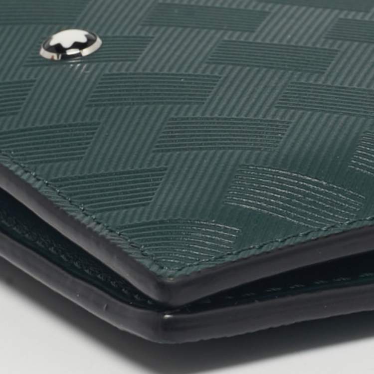 Pre Owned Montblanc Green Textured Leather Extreme 3.0 Bifold Wallet
