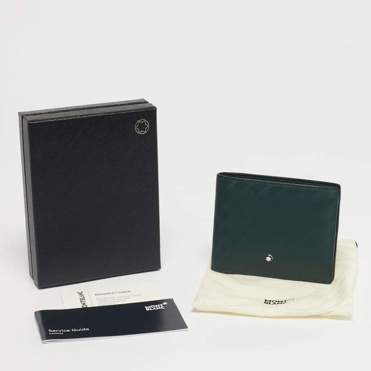 Pre Owned Montblanc Green Textured Leather Extreme 3.0 Bifold Wallet