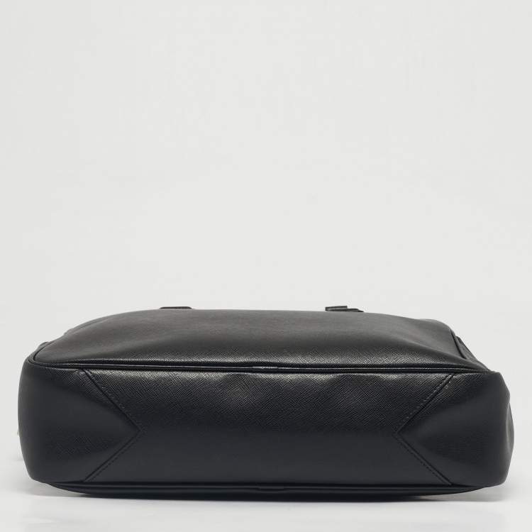 Pre Owned Montblanc Black Leather Laptop Briefcase Bag