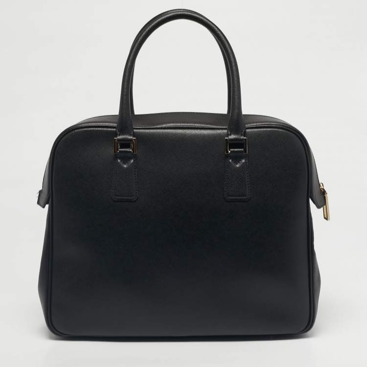 Pre Owned Montblanc Black Leather Laptop Briefcase Bag