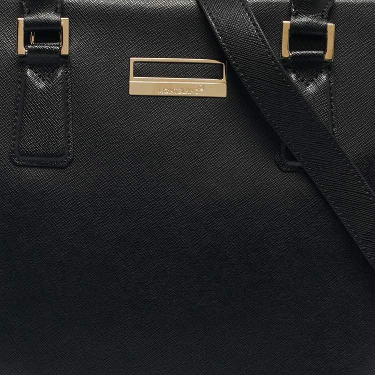 Pre Owned Montblanc Black Leather Laptop Briefcase Bag
