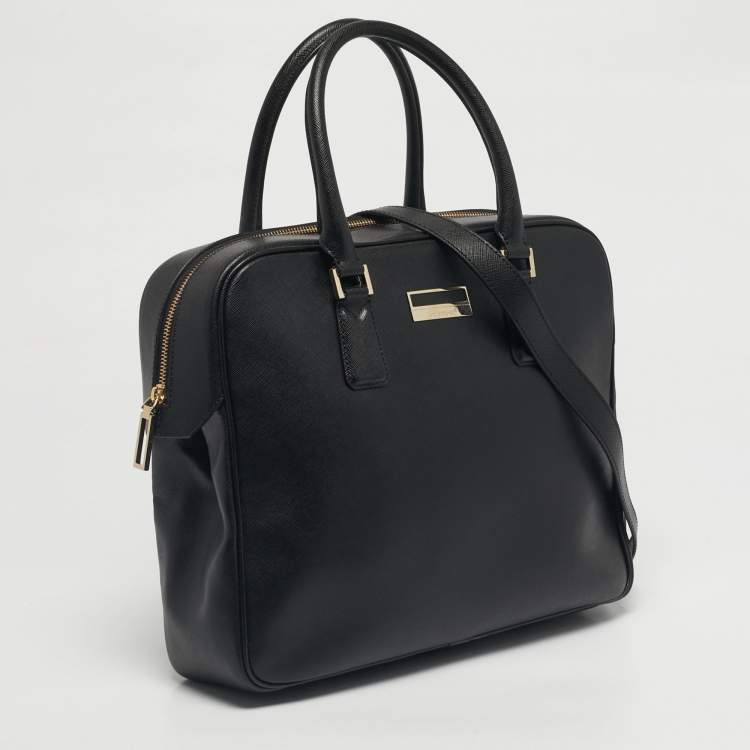 Pre Owned Montblanc Black Leather Laptop Briefcase Bag