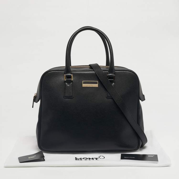 Pre Owned Montblanc Black Leather Laptop Briefcase Bag