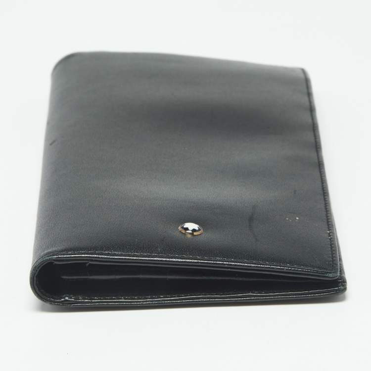 Pre Owned Montblanc Black Leather Meisterstuck Bifold Long Wallet