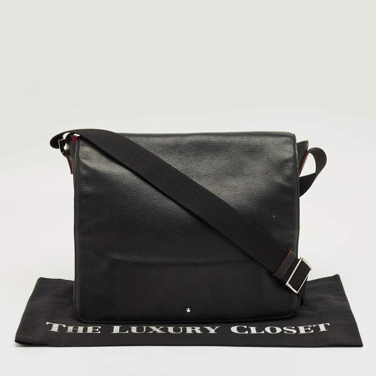 Pre Owned Montblanc Black Leather Meisterstuck Messenger Bag