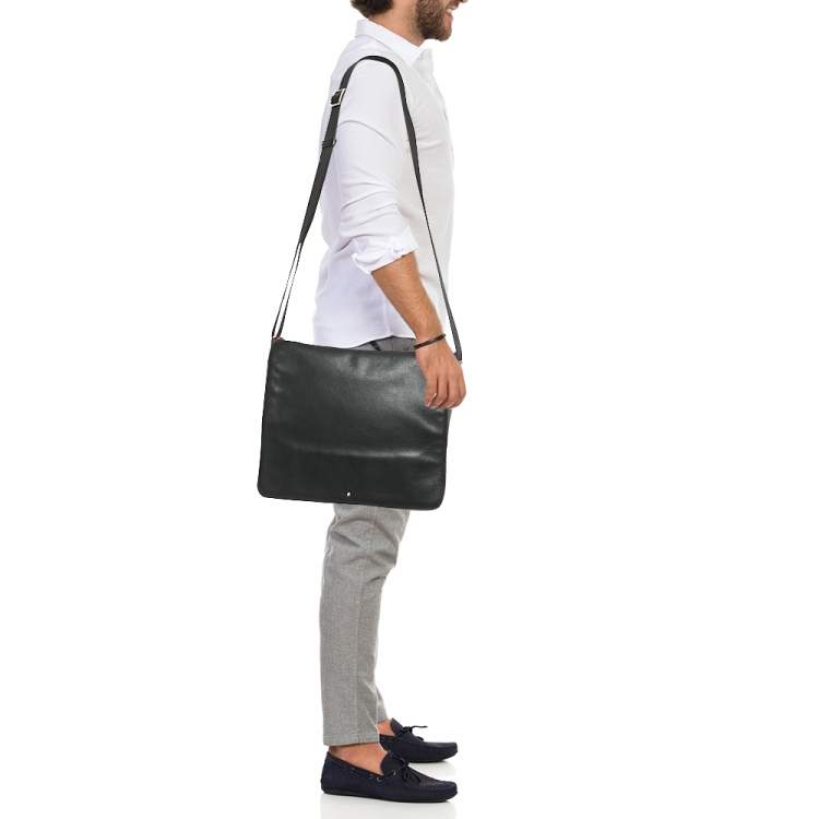 Pre Owned Montblanc Black Leather Meisterstuck Messenger Bag