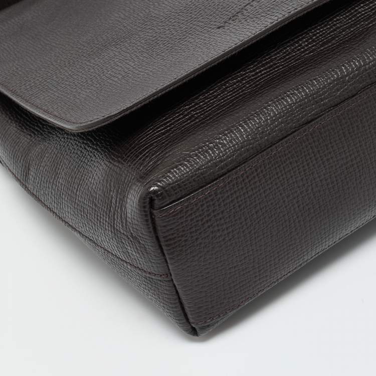 Pre Owned Montblanc Dark Brown Leather Meisterstuck North South Messenger Bag