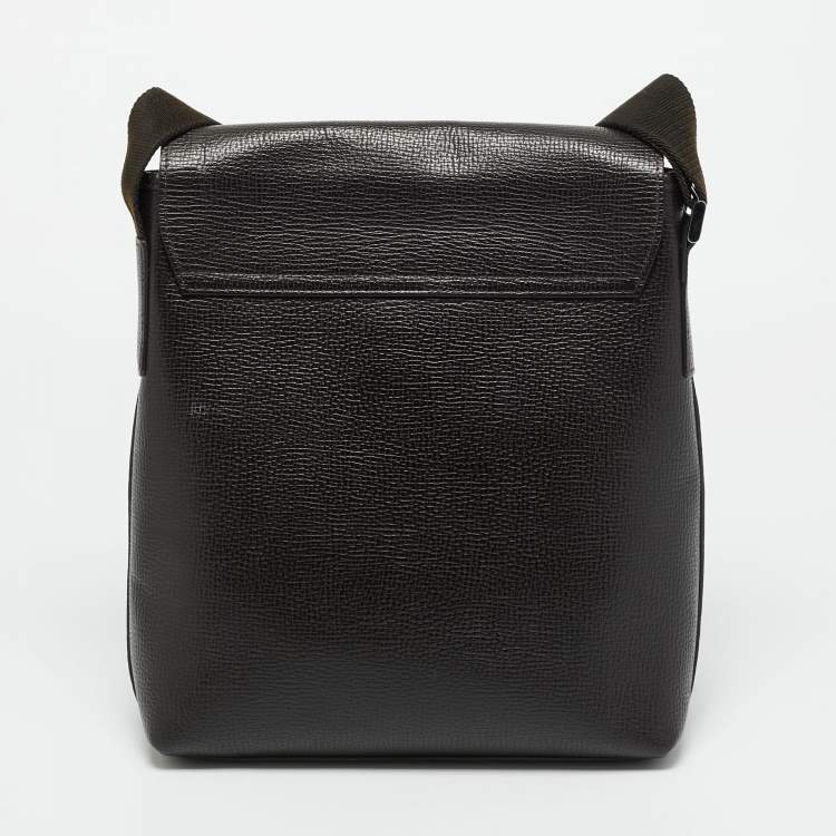 Pre Owned Montblanc Dark Brown Leather Meisterstuck North South Messenger Bag