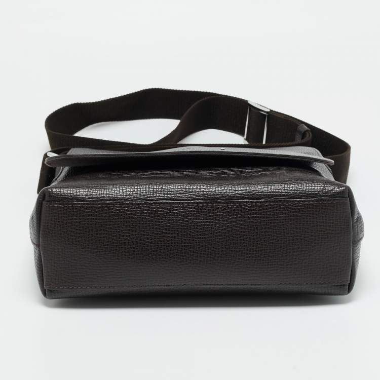 Pre Owned Montblanc Dark Brown Leather Meisterstuck North South Messenger Bag