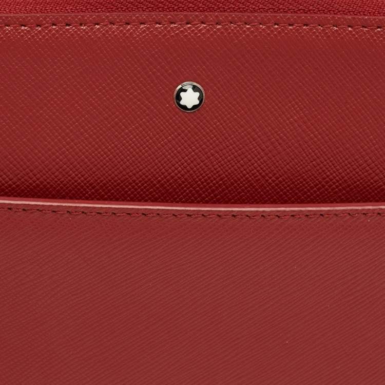 Pre Owned Montblanc Red Leather Meisterstuck Wristlet Pouch