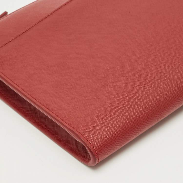 Pre Owned Montblanc Red Leather Meisterstuck Wristlet Pouch