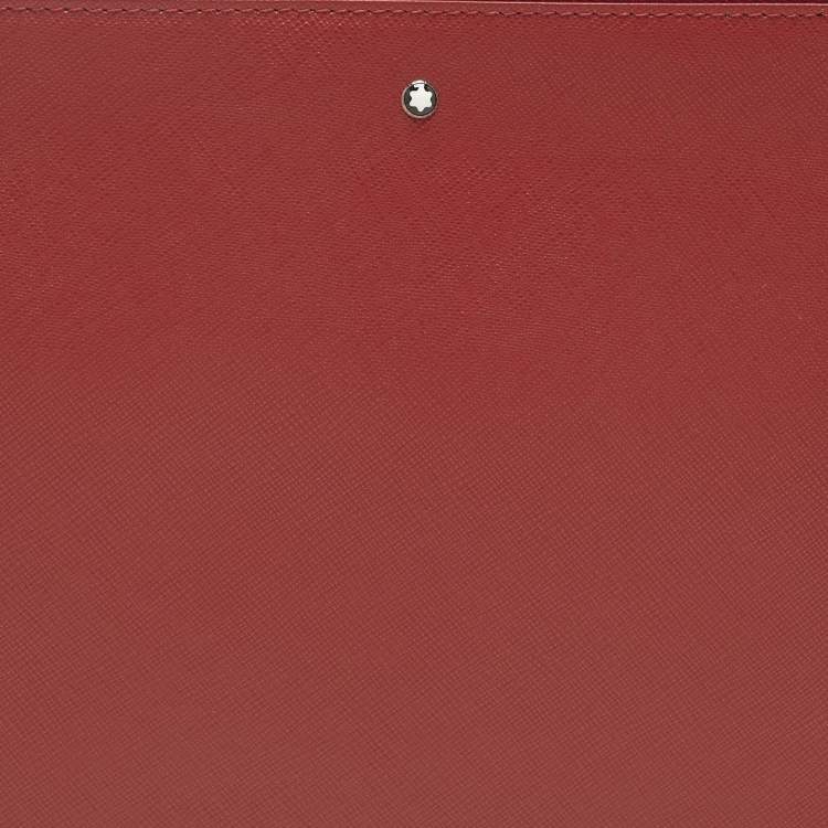 Pre Owned Montblanc Sactorial Red Leather Zip Pouch