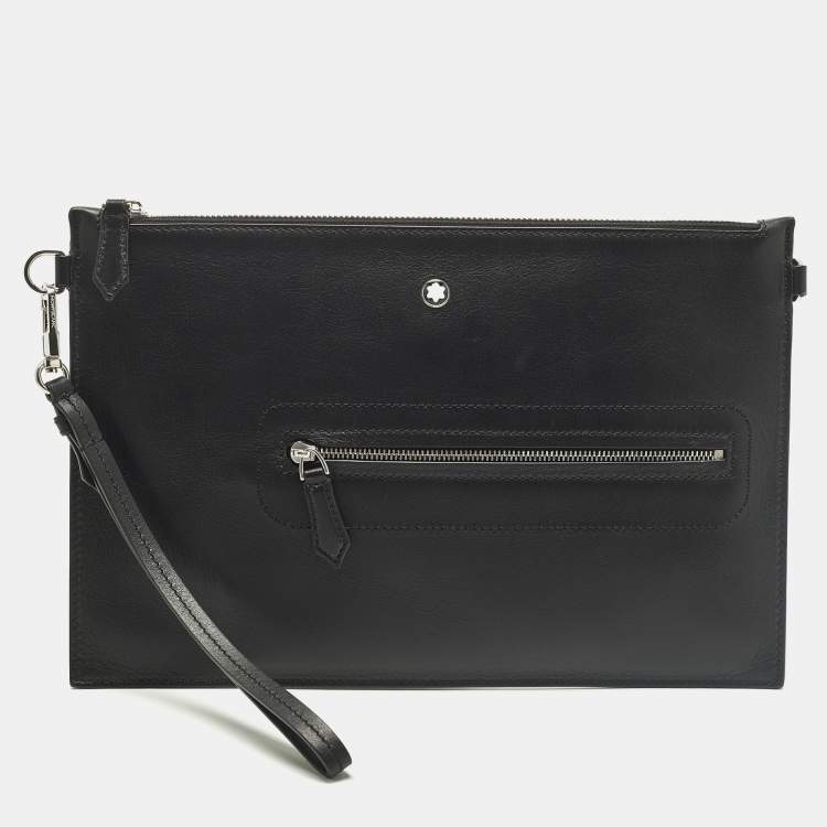 Pre Owned Montblanc Meisterstuck Black Soft Leather Pouch