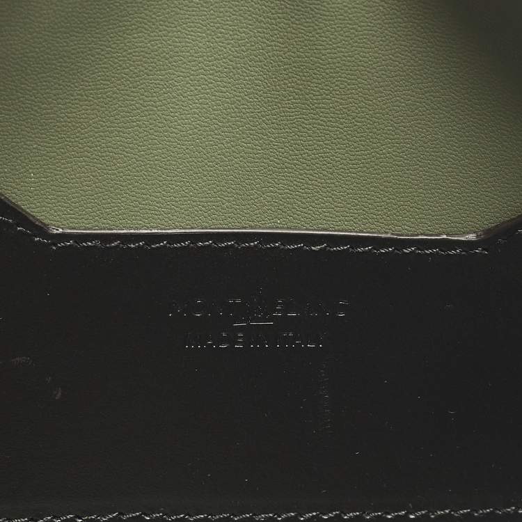 Pre Owned Montblanc Meisterstück Mini Black/Green Leather Clutch Bag