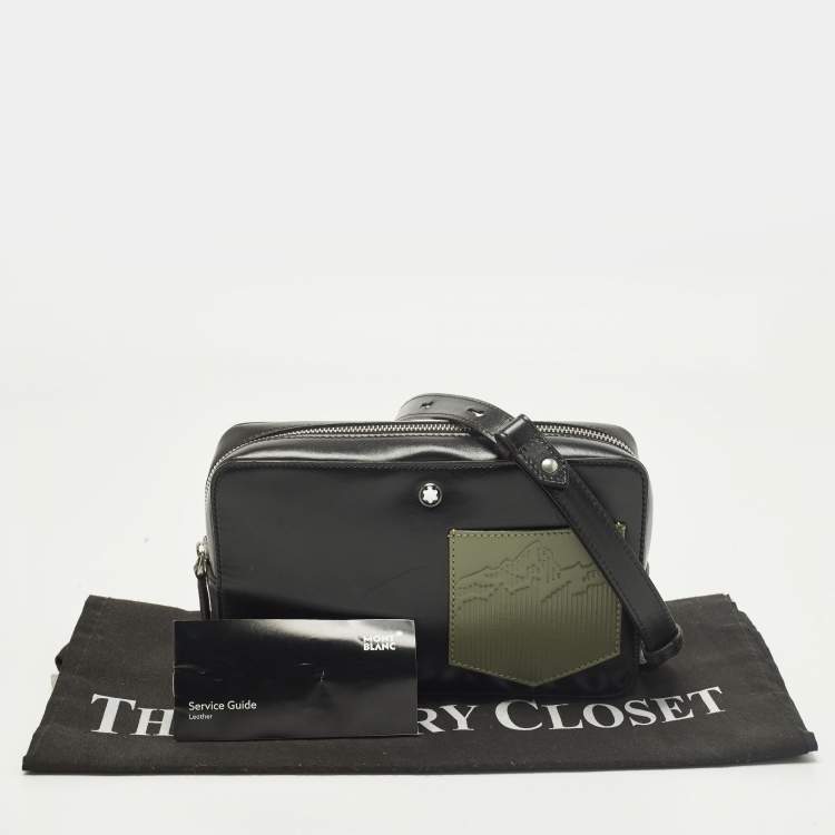 Pre Owned Montblanc Meisterstück Mini Black/Green Leather Clutch Bag