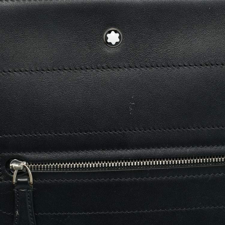 Pre Owned Montblanc Meisterstuck Selection Black Leather Wristlet Pouch