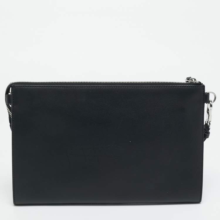 Pre Owned Montblanc Meisterstuck Selection Black Leather Wristlet Pouch