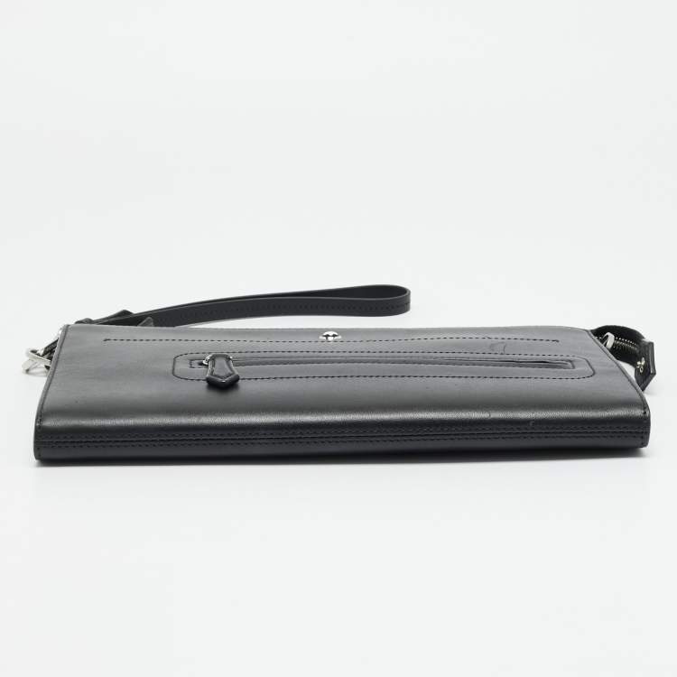 Pre Owned Montblanc Meisterstuck Selection Black Leather Wristlet Pouch