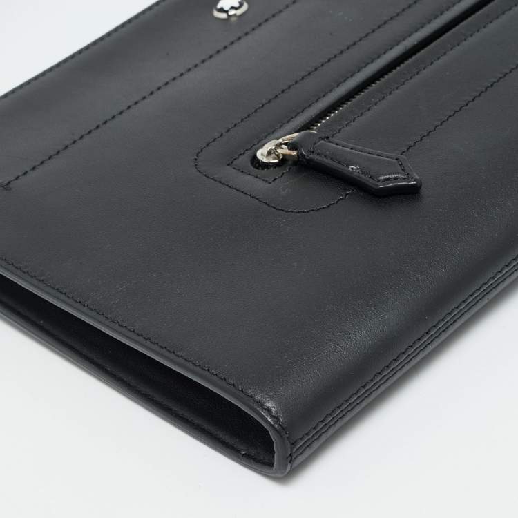 Pre Owned Montblanc Meisterstuck Selection Black Leather Wristlet Pouch