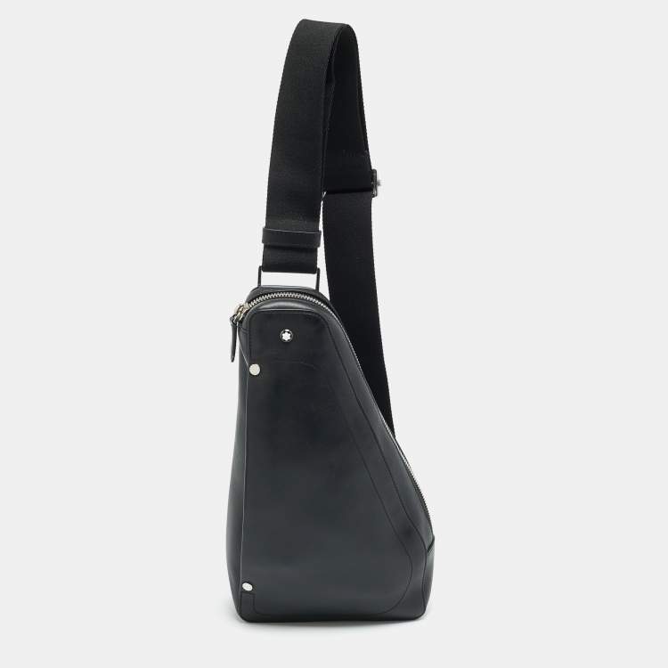 مملوكة مسبقًا Montblanc Meisterstück Selection Black Leather Sling Bag