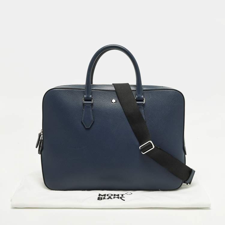 Pre Owned Montblanc Sartorial Navy Blue Leather Document Briefcase