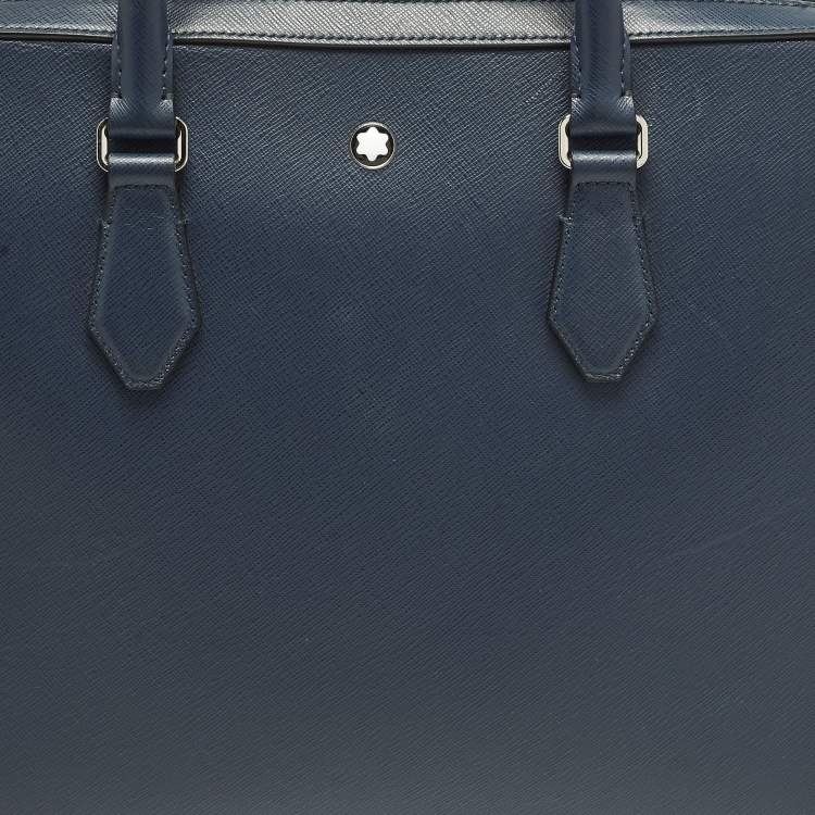 Pre Owned Montblanc Sartorial Navy Blue Leather Document Briefcase