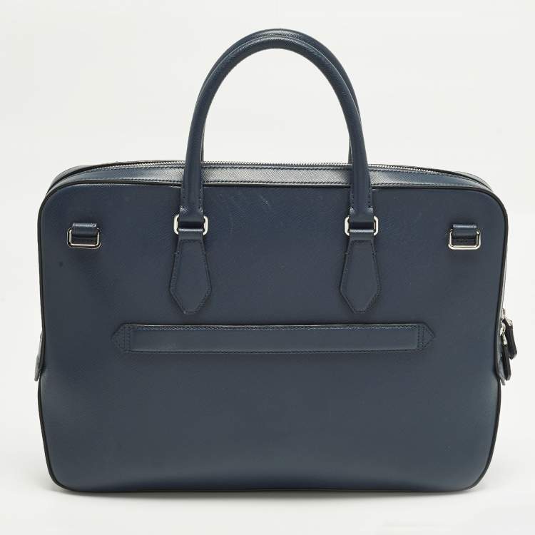 Pre Owned Montblanc Sartorial Navy Blue Leather Document Briefcase