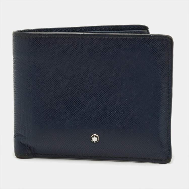 Pre Owned Montblanc Sartorial Navy Blue Leather 8CC Bifold Wallet