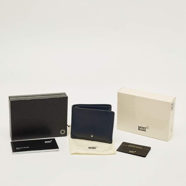 Pre Owned Montblanc Sartorial Navy Blue Leather 8CC Bifold Wallet