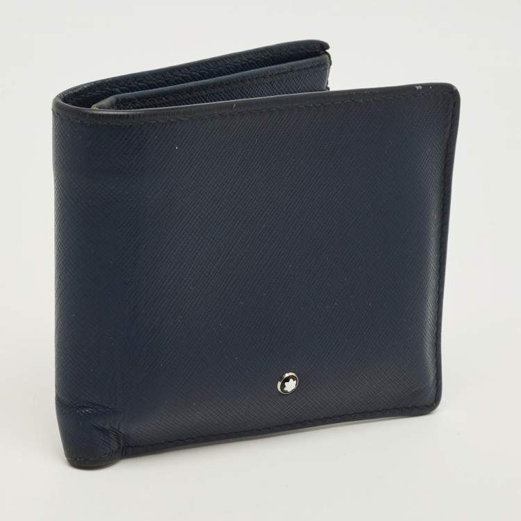 Pre Owned Montblanc Sartorial Navy Blue Leather 8CC Bifold Wallet
