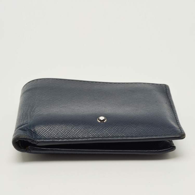 Pre Owned Montblanc Sartorial Navy Blue Leather 8CC Bifold Wallet