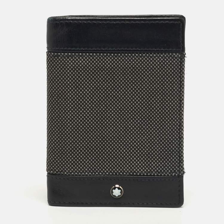 مملوكة مسبقًا Montblanc Meisterstuck Business Black/Grey Canvas and Leather Bifold Card Holder 