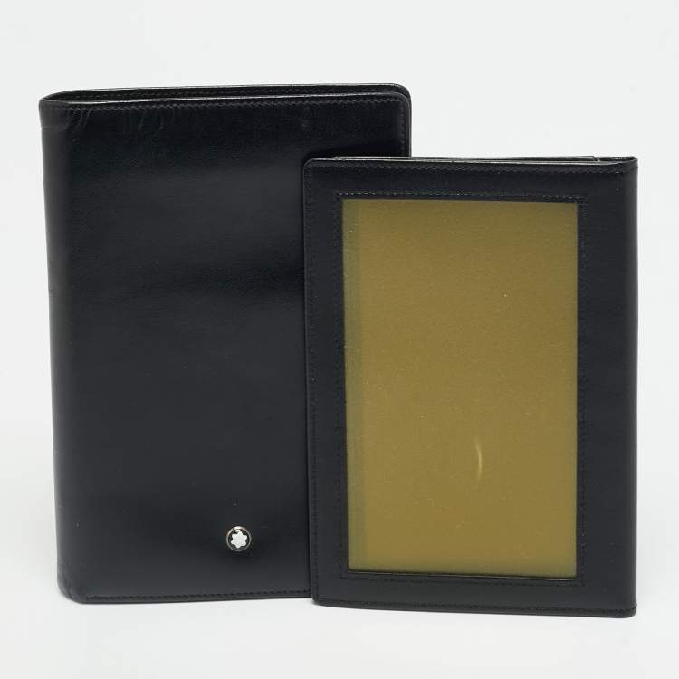 Pre Owned Montblanc Meisterstuck Black Leather Bifold Wallet Organizer