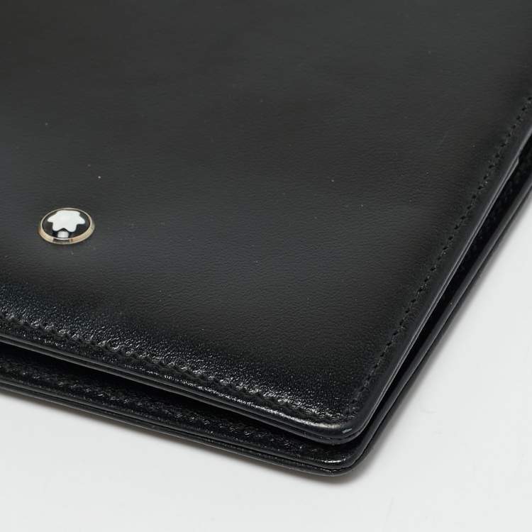 Pre Owned Montblanc Meisterstuck Black Leather Bifold Wallet Organizer